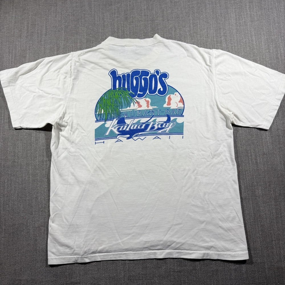Vintage Crazy Shirts Shirt Mens Large White Huggo's Kailua Bay Hawaii 90s - Picture 2 of 9